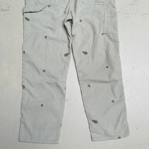 Vans Overalls Womens Medium Corduroy Floral Emroidered Ground Work Skate Party - Picture 6 of 12